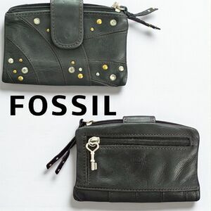 Black Studded Fossil Leather Women's Wallet Excellent Condition
